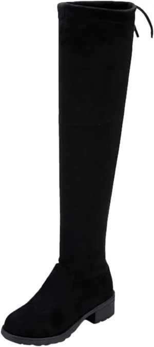 Boots For Women Lug Sole Over Knee Boots Strappy Suede Thigh High Boots Knee High Boots Tall Bootie