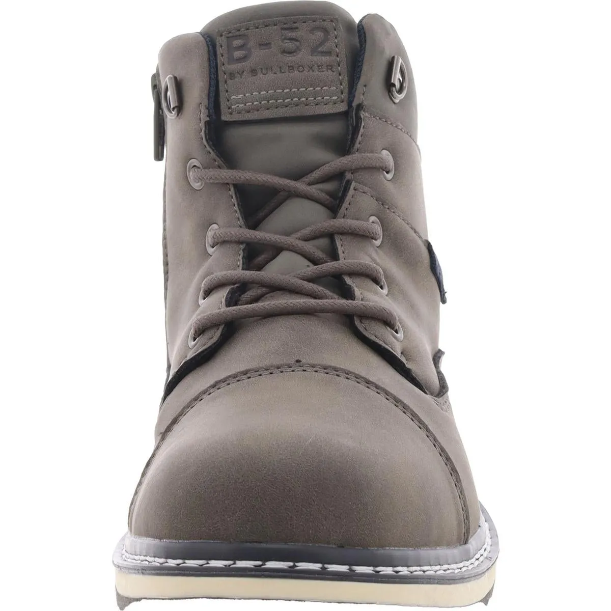 Bullboxer Mens Faux Leather Cap Toe Combat & Lace-Up Boots