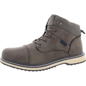 Bullboxer Mens Faux Leather Cap Toe Combat & Lace-Up Boots
