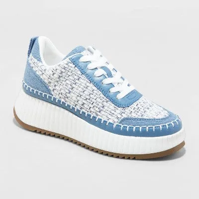 Open Box - Universal Thread Women's Low Top Lace-Up Sneakers Memory Foam Insole Woven