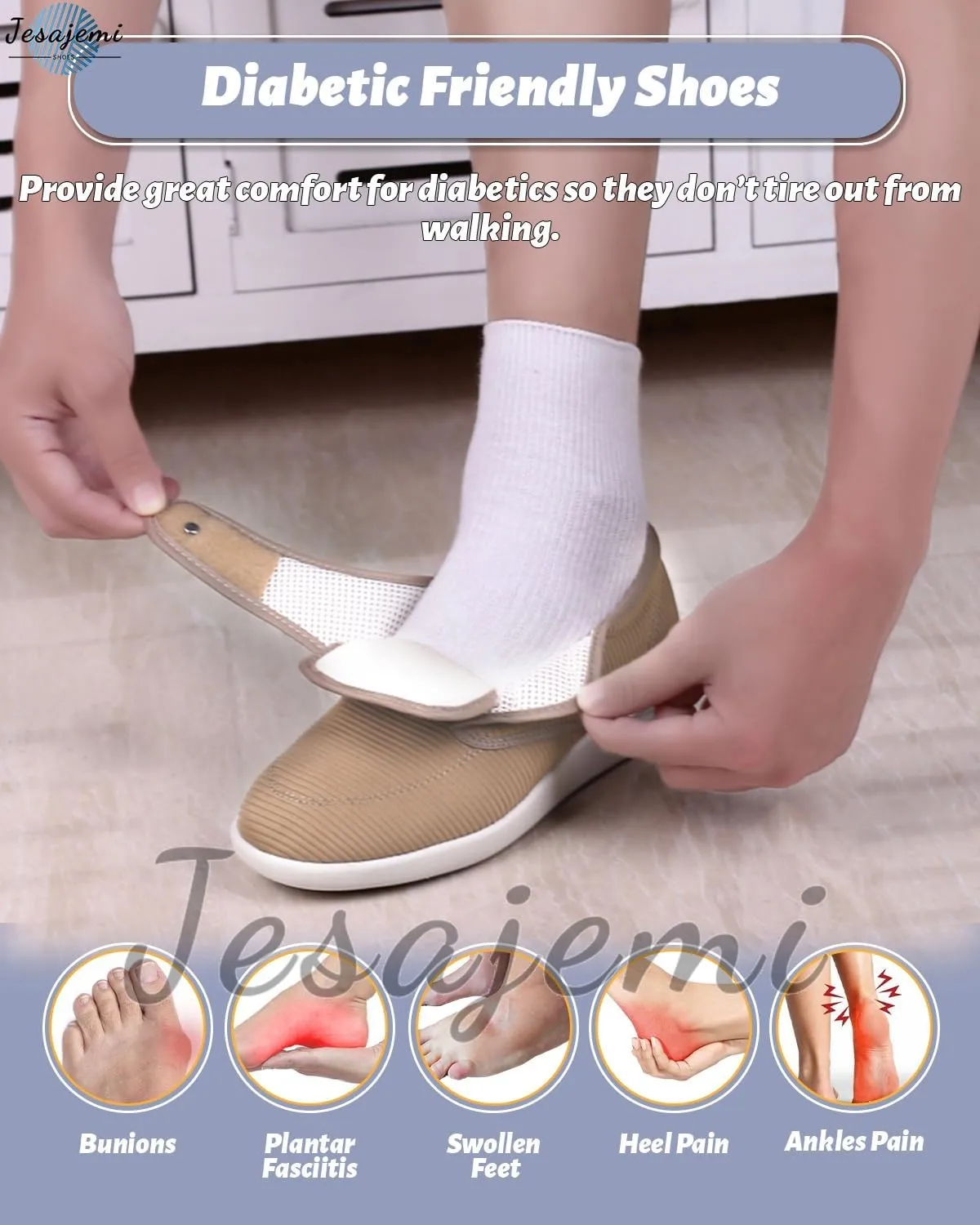 Orthopedic Shoes for Women Striped cloth Comfortable Shoes Walking Trainers Slip On Loafers Trainers with Removable 3pcs Insole Edema Swollen Feet Arthritis Indoor/Outdoor