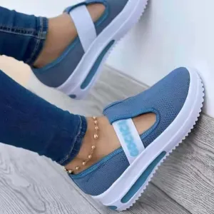 TROONZ Womens Canvas Fashion Trainers,Platform Shoes for Women, Ladies Sneakers,Women's Trainers for Walk/Outdoor/Travelblac-Blue||4