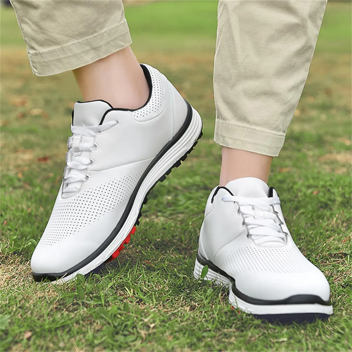 VEACAM Men's Golf Shoes Lightweight Walking Shoes Waterproof Spikeless Golf Sneakers Outdoor Anti Slip Male Golfing Footwears