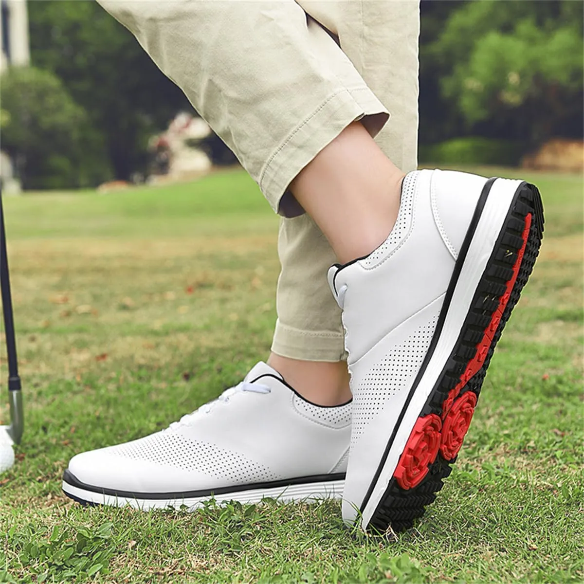 VEACAM Men's Golf Shoes Lightweight Walking Shoes Waterproof Spikeless Golf Sneakers Outdoor Anti Slip Male Golfing Footwears
