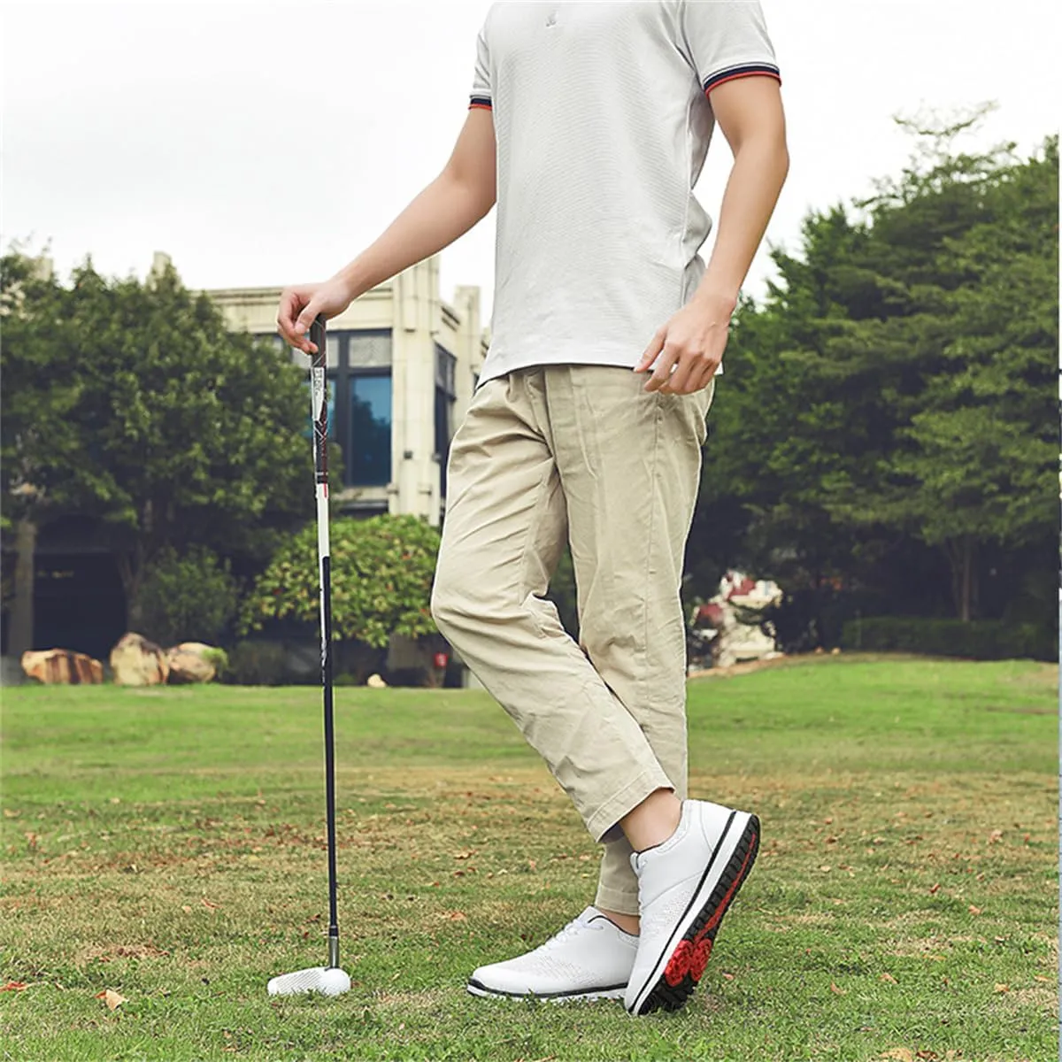 VEACAM Men's Golf Shoes Lightweight Walking Shoes Waterproof Spikeless Golf Sneakers Outdoor Anti Slip Male Golfing Footwears
