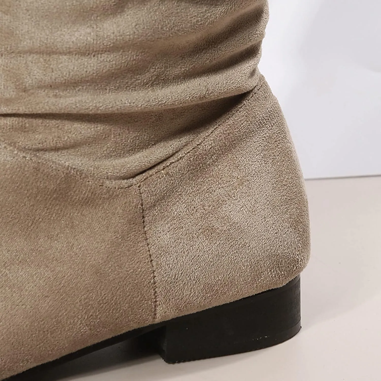 Winter Boots For Women Suede Pleated Thigh High Boots Pull On Knee High Boots Mid Calf Bootie Winter Boots