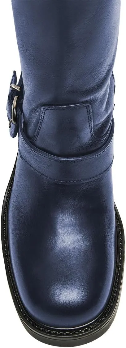 Women Classic Closed Round Toe Side Zipper Knee High Boots Stacked Block Low Heel Winter Dress Party Casual Riding Boots Size 4-16 US