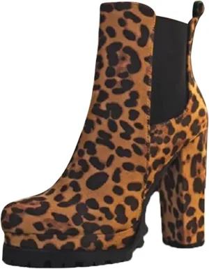 ZDLJYL Women's Fashion Ankle Boots - Chunky High Heel Booties Women Stomp High Heel Ankle Boots Mid Calf Boots For Women